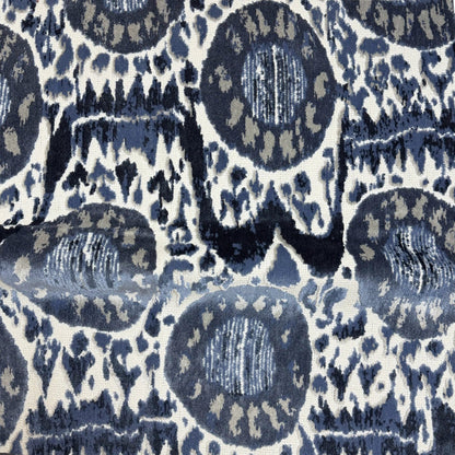 KAYA -IKAT EFFECT DESIGNER PATTERN CUT VELVET UPHOLSTERY FABRIC BY THE YARD