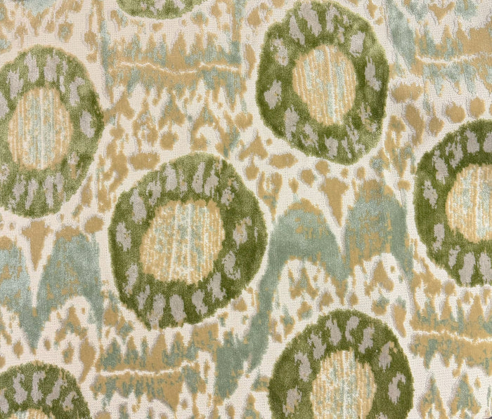 KAYA -IKAT EFFECT DESIGNER PATTERN CUT VELVET UPHOLSTERY FABRIC BY THE YARD