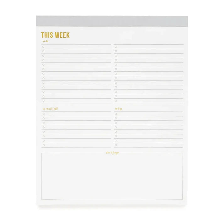 Large Grey Weekly Notepad