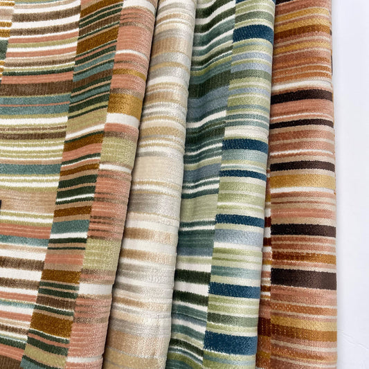 MADEIRA - GEOMETRIC CUT VELVET UPHOLSTERY FABRIC BY THE YARD
