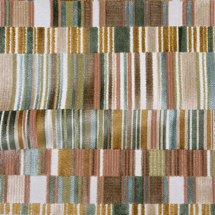 MADEIRA - GEOMETRIC CUT VELVET UPHOLSTERY FABRIC BY THE YARD