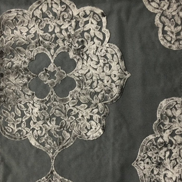 Mayfair - Burnout Velvet Fabric Drapery & Upholstery Fabric by the Yard - Available in 12 Colors - Steel - Top Fabric - 1