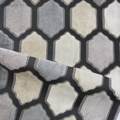 MALLORCA - MODERN HONEYCOMB PATTERN CUT VELVET UPHOLSTERY FABRIC BY THE YARD