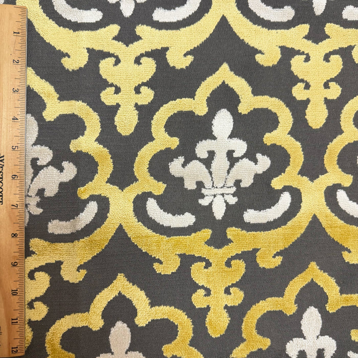 MARRAKESH - DAMASK PATTERN CUT VELVET UPHOLSTERY FABRIC