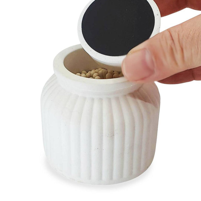 Match Holder - Ribbed Western Style with Lid (White) by Tenn Prairie