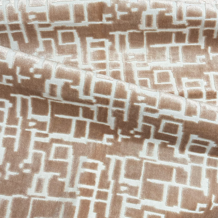 MAZE - CUT VELVET GEOMETRIC UPHOLSTERY FABRIC BY THE YARD