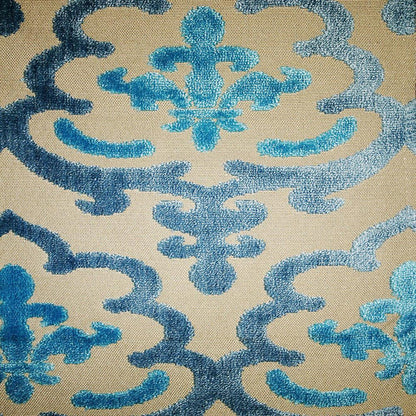 Temple - Cut Velvet Fabric Damask Pattern Drapery & Upholstery Fabric by the Yard - Available in 9 Colors - Peacock - Top Fabric - 8