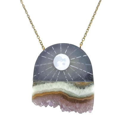 Necklace - Moon Rays Crystal (Brass) by Fernworks