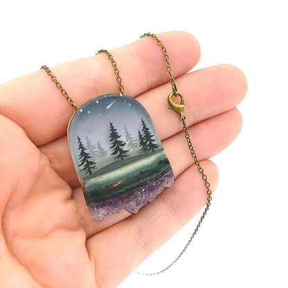 Necklace - Pines Crystal (Brass) by Fernworks