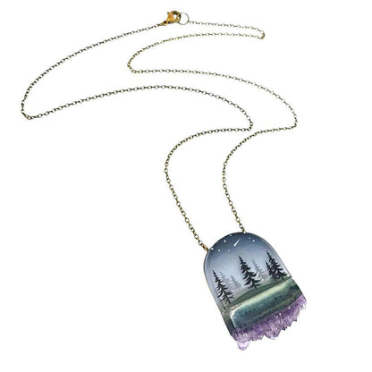 Necklace - Pines Crystal (Brass) by Fernworks