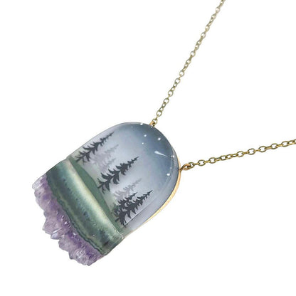 Necklace - Pines Crystal (Brass) by Fernworks