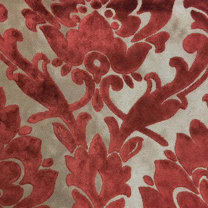 Radcliffe - Damask Pattern Lurex Burnout Velvet Upholstery Fabric by the Yard - Available in 23 Colors - Henna - Top Fabric - 5