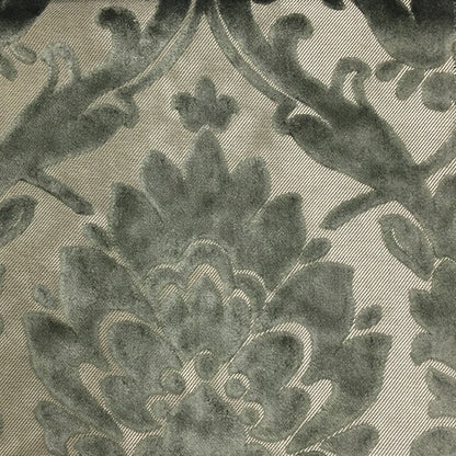 Radcliffe - Damask Pattern Lurex Burnout Velvet Upholstery Fabric by the Yard - Available in 23 Colors - Pewter - Top Fabric - 35