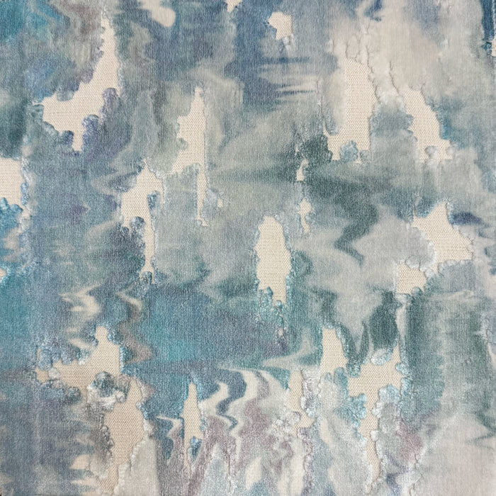 PASSAGE - WATERCOLOR PRINTED CUT VELVET UPHOLSTERY FABRIC BY THE YARD
