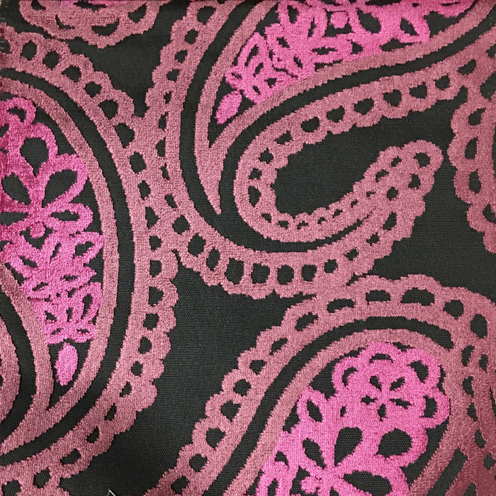 Victoria - Bold Paisley Cut Velvet Upholstery Fabric by the Yard - Available in 10 Colors - Amethyst - Top Fabric - 2