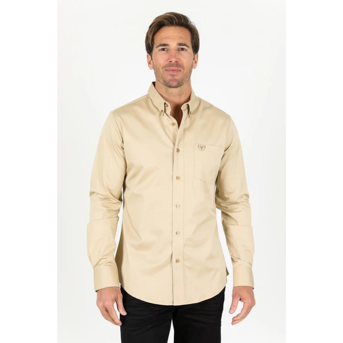 Platini Men's Modern Fit Beige Dress Shirt