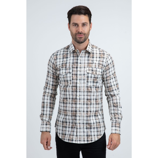 Men's Western Modern Fit Cotton/Spandex Long Sleeve Shirt with Snaps