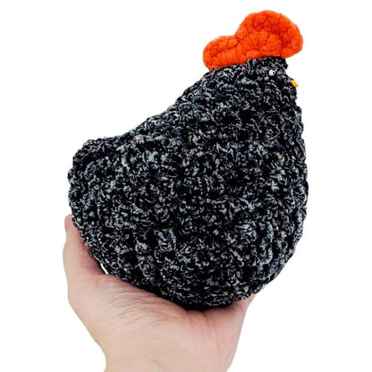 Plush Toy - Medium Speckled Black Chicken (Purple Heart) by Moyo Workshop