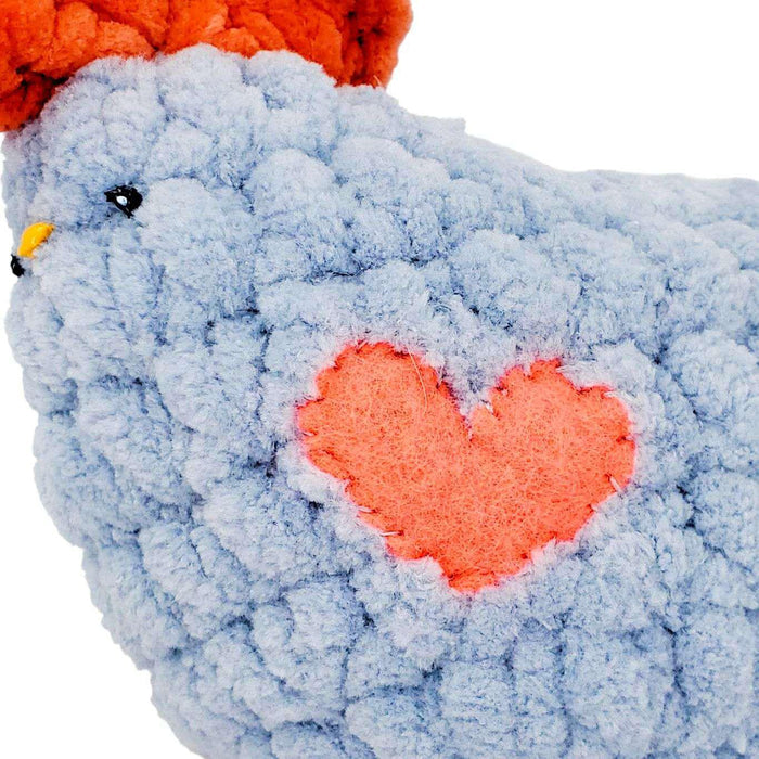 Plush Toy - Small Blue Chicken (Orange Heart) by Moyo Workshop