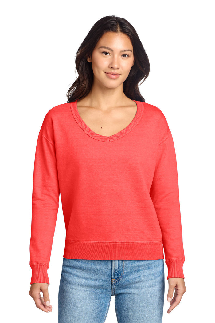 Port & Co™ Women's Beach Wash® Garment-Dyed V-Neck Sweatshirt LPC098V