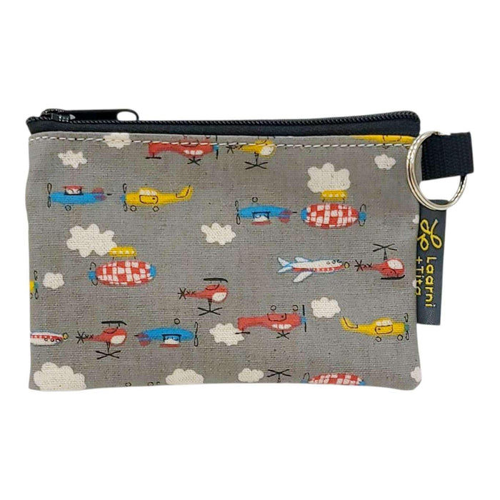 LT05D03 $20 - Aircraft Multi on Gray - Coin Purse - Muted Colors
