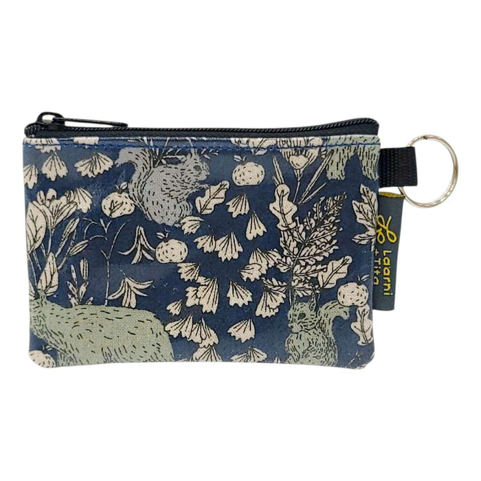 LT05D04 $20 - Forest Animals Multi on Navy - Coin Purse - Muted Colors