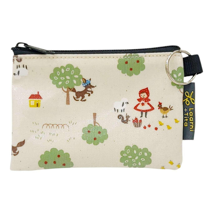 LT05D08 $20 - Red Riding Hood Multi on Linen - Coin Purse - Muted Colors