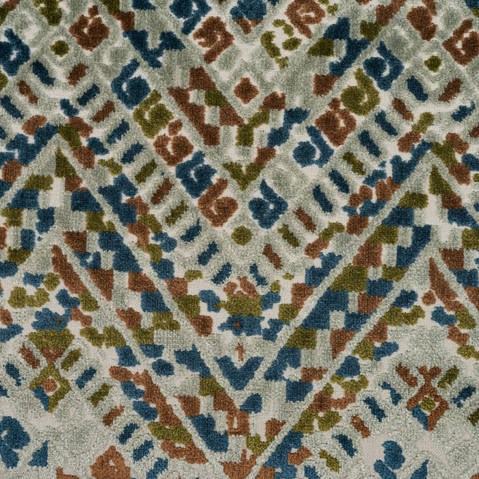 PUEBLA - GEOMETRIC CUT VELVET UPHOLSTERY FABRIC BY THE YARD