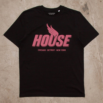 Red Peak House Front Print - Tshirt - Black