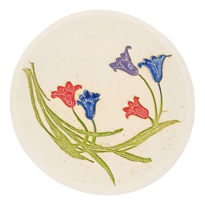 Ring Dish -  3 1/2 in - Pressed Lilies Round Pottery Dish by Walton Clay Studio