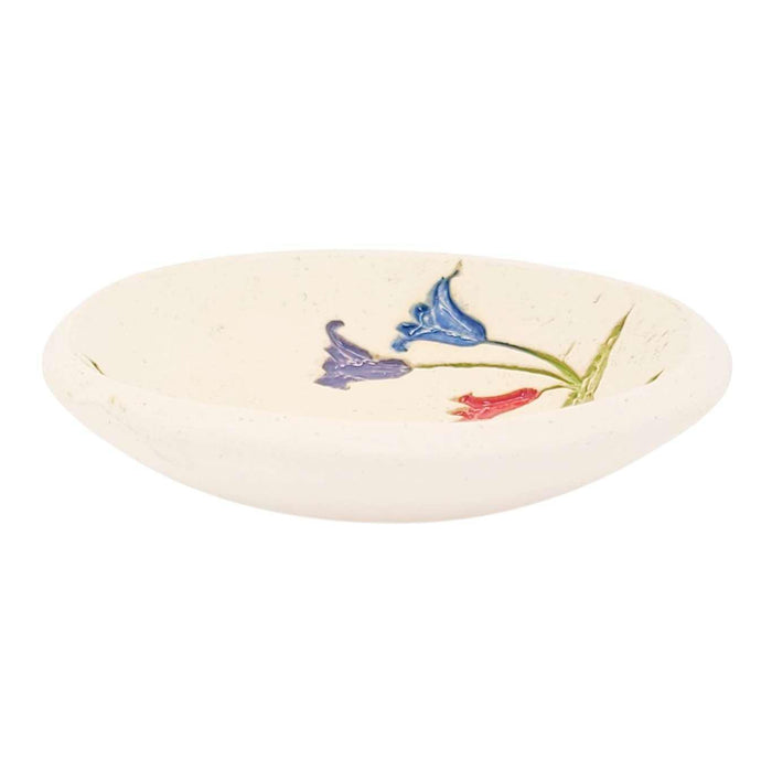 Ring Dish -  3 1/2 in - Pressed Lilies Round Pottery Dish by Walton Clay Studio