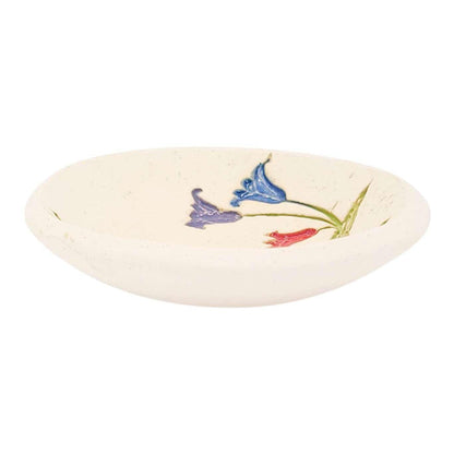 Ring Dish -  3 1/2 in - Pressed Lilies Round Pottery Dish by Walton Clay Studio