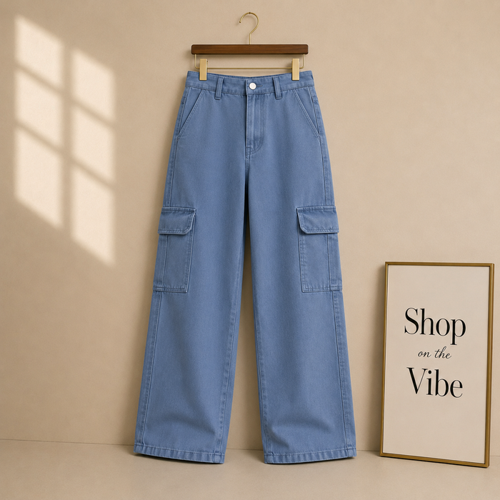 SKY BLUE CARGO JEANS