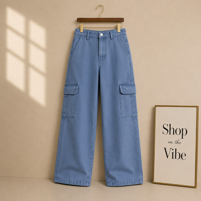 SKY BLUE CARGO JEANS