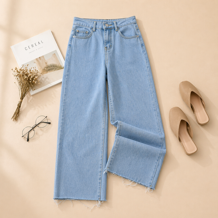 Sky-Blue Wide Leg