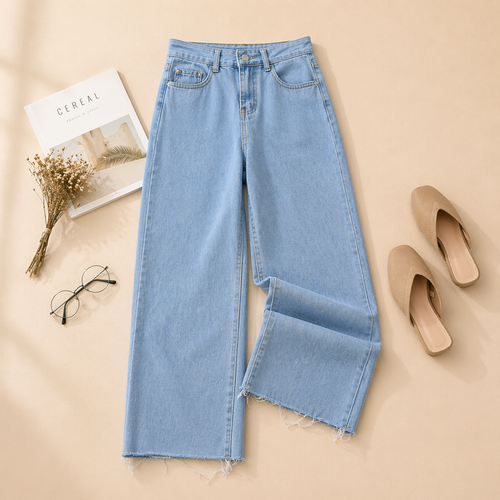 Sky-Blue Wide Leg