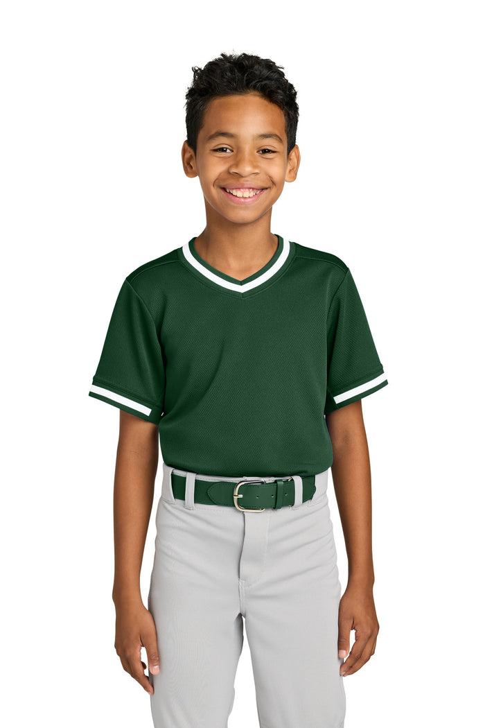 Sport-Tek® Youth Tough Mesh V-Neck Baseball Jersey YST221