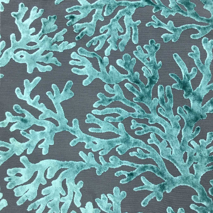 Scuba - Coral Pattern Burnout Velvet Upholstery Fabric by the Yard - Available in 12 Colors - Laguna - Top Fabric - 2