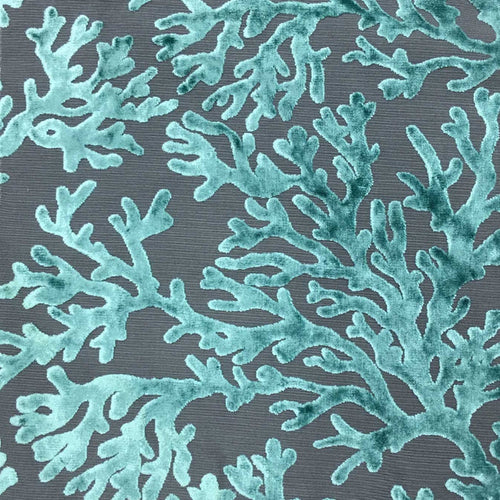 Scuba - Coral Pattern Burnout Velvet Upholstery Fabric by the Yard - Available in 12 Colors - Laguna - Top Fabric - 2