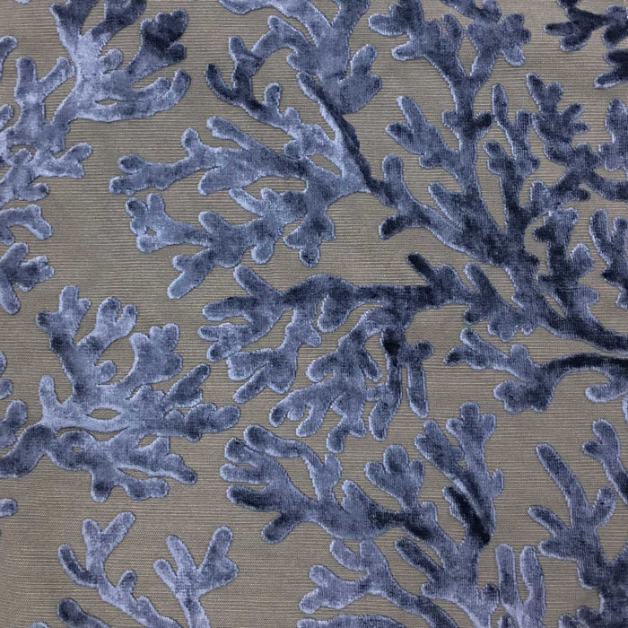 Scuba - Coral Pattern Burnout Velvet Upholstery Fabric by the Yard - Available in 12 Colors - Navy - Top Fabric - 7