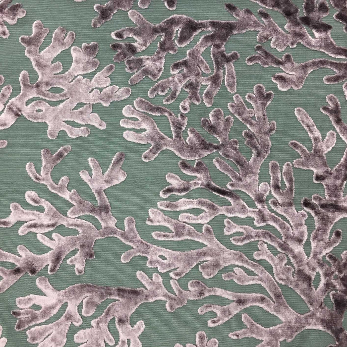 Scuba - Coral Pattern Burnout Velvet Upholstery Fabric by the Yard - Available in 12 Colors - Plum - Top Fabric - 8