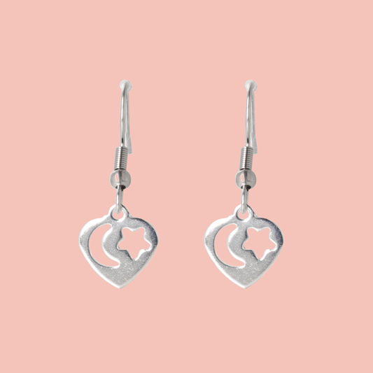 Starry Night Heart Earrings