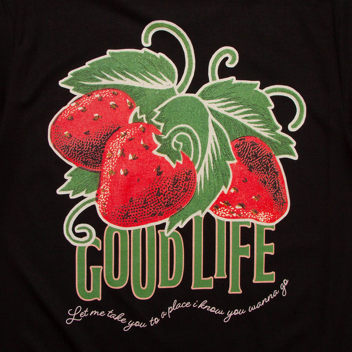Strawberry Good Life Front Print - Tshirt - Black