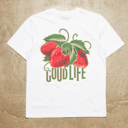 Strawberry Good Life Front Print - Tshirt - White