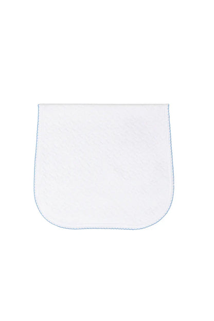 White Basket Weave Burp Cloth Trimmed In Blue