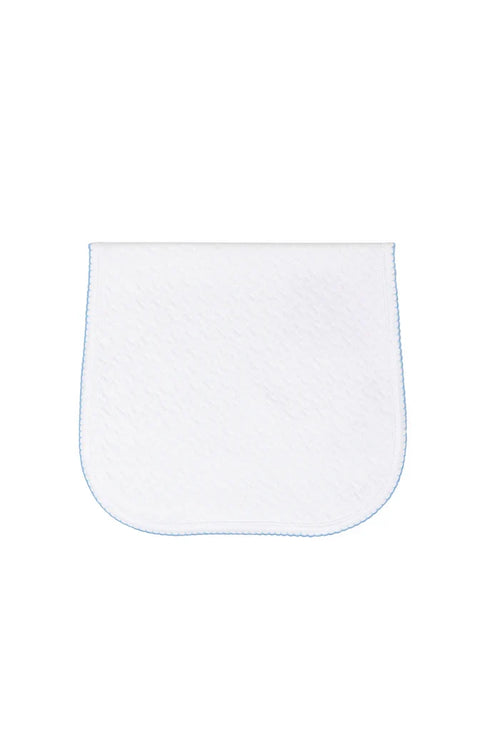 White Basket Weave Burp Cloth Trimmed In Blue
